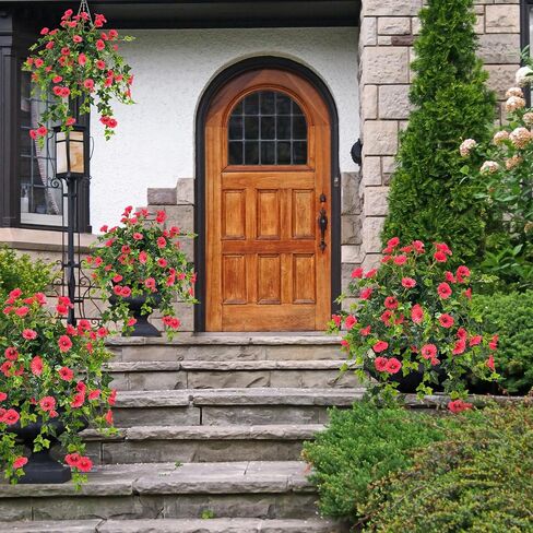 Artificial Petunias for Outdoors Uv Resistant Fake Petunias Plants Hanging Flower Patio Decor Outside Basket Realistic Silk Petunias Plant for Window Decor (Rose Red 2pcs) in Saudi Arabia