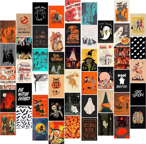 Waschbär Halloween Wall Collage Kit Aesthetic Pictures - Halloween Room Decor, Halloween Poster for Teen Girls, Witchy Room Decor, Halloween Decorations for Bedroom, 50pcs in Saudi Arabia