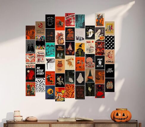Waschbär Halloween Wall Collage Kit Aesthetic Pictures - Halloween Room Decor, Halloween Poster for Teen Girls, Witchy Room Decor, Halloween Decorations for Bedroom, 50pcs in Saudi Arabia