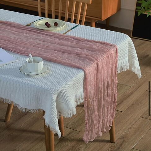 Cheesecloth Table Runner 10ft Gauze Boho Rustic Cheese Cloths Dusty Pink Table Runner for Bridal Shower Decorations, Tea Party Decorations, Wedding Easter Summer Party Supplies in Saudi Arabia