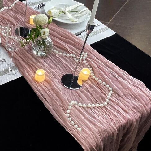 Cheesecloth Table Runner 10ft Gauze Boho Rustic Cheese Cloths Dusty Pink Table Runner for Bridal Shower Decorations, Tea Party Decorations, Wedding Easter Summer Party Supplies in Saudi Arabia