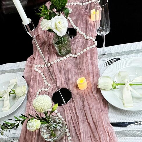 Cheesecloth Table Runner 10ft Gauze Boho Rustic Cheese Cloths Dusty Pink Table Runner for Bridal Shower Decorations, Tea Party Decorations, Wedding Easter Summer Party Supplies in Saudi Arabia
