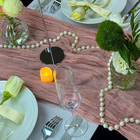Cheesecloth Table Runner 10ft Gauze Boho Rustic Cheese Cloths Dusty Pink Table Runner for Bridal Shower Decorations, Tea Party Decorations, Wedding Easter Summer Party Supplies in Saudi Arabia