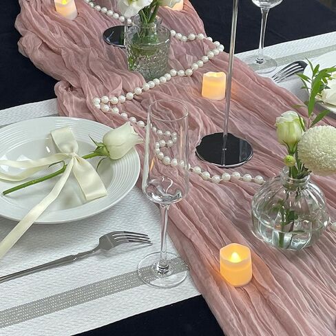 Cheesecloth Table Runner 10ft Gauze Boho Rustic Cheese Cloths Dusty Pink Table Runner for Bridal Shower Decorations, Tea Party Decorations, Wedding Easter Summer Party Supplies in Saudi Arabia