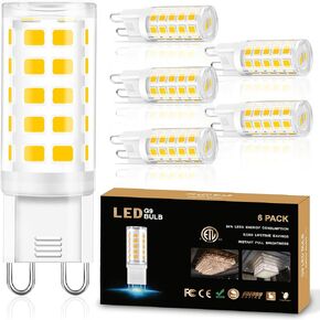 GOLSPARK G9 Led Bulbs, 4W Chandelier Light Bulbs (40W Halogen Equivalent),3000K Soft White, G9 Bi Pin Base,Non-dimmable,360 Degrees Beam Angle,400LM,Pack of 6