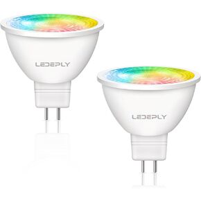 Zigbee MR16 LED Smart Bulb, Compatible with Phi*Lip*s Hu*e*, Alexa, Google, & ConBee (Hub Required), 5W =50W, GU5.3, Dimmable, AC/DC 12V, Color Changing & Tunable White, 2-Pack