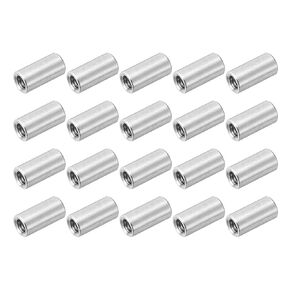 uxcell M16x2mm Round Coupling Nuts, 5 Pcs 304 Stainless Steel Connector Nuts Fasteners Rod Bar Stud 30mm for Industrial Construction Fasteners, Silver