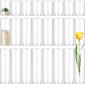 24 Pcs Glass Cylinder Vase 4, 8, 12 Inch Christmas Floating Hurricane Candle Holder Tall Clear Flower Vase Wedding Centerpieces Vases for Formal Dinners Party Event Rustic Home Office
