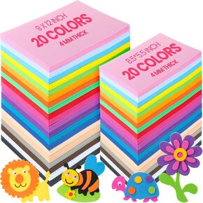 Pangda 100 Pack 20 Colors Eva Craft Foam Sheet 9 x 12 Inch Eva Foam 2 mm Thick Craft Foam Paper for Crafts Foam Sheet for Crafting Handicraft Foam Sheet Craft for DIY Arts Craft School Project Supply