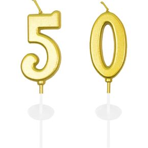 50th Birthday Candles - Gold Number 50 Birthday Cake Candle, Happy 50 Birthday Cake Topper for Fifty Years Old Birthday Party 50th Anniversary Decorations in Kuwait