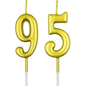 95th & 59th Birthday Candles, Champagne Gold Number 95 59 Candle for Cake, Happy Birthday Cake Topper Decoration for Birthday Anniversary Celebration Party Supplies