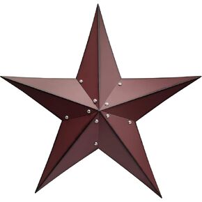 Qobumy 48" Large Barn Star-Red Barn Star Outdoor Decoration-Metal Star for Outside Texas Stars Art Rustic Vintage Western Country Home Farmhouse Primitive House Decor- Primitive Wall Décor