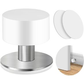 Door Stoppers with Extra Stickers, Wall Protector, Self Adhesive Door Stop with Rubber Bumper & Stainless Steel Body, Heavy Duty Door Knob Wall Protector Soun, Door Bumpers for Home & Office Use
