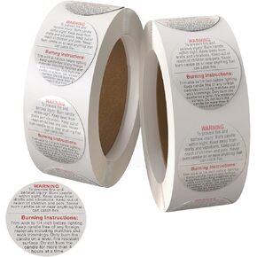 Black 1000 PCS Candle Warning Labels Candle Safety Sticker 1.5 Inch for DIY Candle Jars