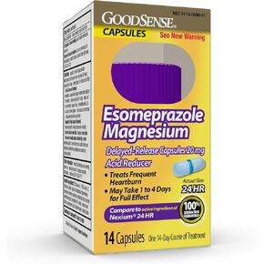 GoodSense Esomeprazole Magnesium Delayed Release Capsules 20 mg, Proton Pump Inhibitor (PPI), Frequent Heartburn Treatment, 14 Count