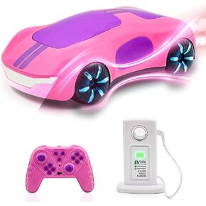 Punieayi 2.4GHz Remote Control Car with LED Lights and Spray Sound Effects, Rechargeable Double Sided Off-Road 360° Rotating RC Cars for Kids, RC Stunt Car Toys for Boys Age 6 7 8 9 10 11 12