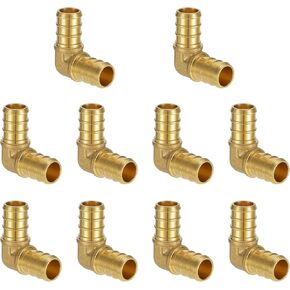 (10 Pack) Lidertik Pex Fittings 90 Degree Elbow Crimp Fitting, 1/2" PEX B F1807 to 3/4" PEX B F1807 Adapter Brass LI-APXE1234(10 Pieces)