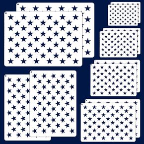 Koogel 3 Sizes 50 Star Stencil, Plastic Star Stencil Template for Flag DIY Drawing Painting Craft Projects, American Flag Projects