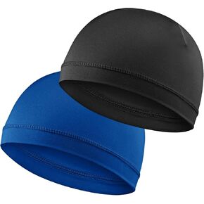 COMNICO 2 Pcs Men Skull Caps Beanie Multifunctional Sleep Hats Breathable Headwear Sweat Absorbent Liner Cap for Men Women