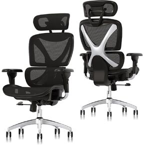 GABRYLLY Ergonomic Office Chair with Lumbar Support, Big and Tall Mesh Chairs with Adjustable 3D Arms, Headrest & Soft Seat, Large Desk Chair for Home Gaming,Black