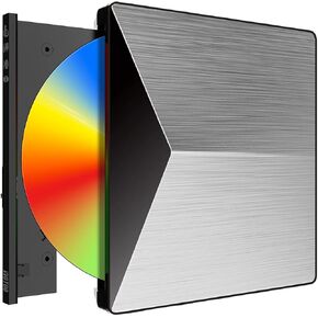 YOTUO External CD DVD Drive, Portable USB 3.0 and Type-C Ultra-Slim DVD Player, DVD Burner CD ROM RW External Optical Drive Compatible with Laptop Desktop PC for Windows 7/8/10/11 Mac MacBook Pro/Air