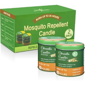 2 Pack Mosquito Repellent Outdoor Patio, DEET Free, 8oz Citronella Candles Outdoor, Bug Candles Repellent Outdoor, Mosquito Candle Indoor