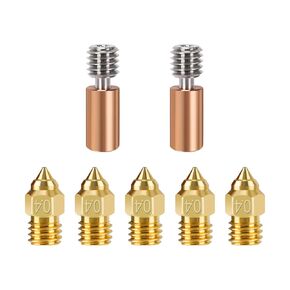 3D Printer Parts 2PCS Titanium Alloy Hotend Throat Tube and 5 PCS Nozzle Kits for Ender 3 S1, Ender-3S1 Pro, CR-10 Smart Pro, Sermoon V1, Sermoon V1 Pro 3D Printer