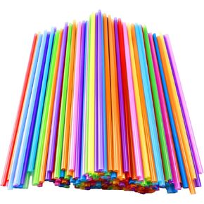 200pcs Colorful Plastic Long Straws Disposable Drinking Straws- 0.23'' diameter, 10.2" High - Assorted Colors
