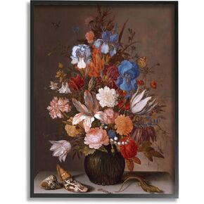 Stupell Industries Still Life with Flowers Balthasar van der Ast Painting Framed Wall Art, Design By one1000paintings