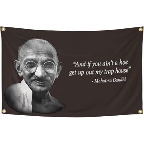 Gandhi Flag 3x5 Feet Banner Funny Flags for Room Cool Tapestry Man Cave Wall Decor with Brass Grommets for College Dorm Room in Kuwait