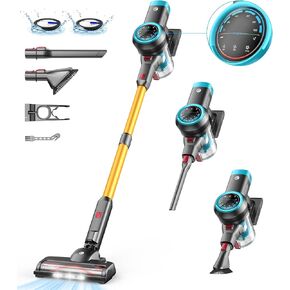 Cordless Vacuum Cleaner, 500W/40Kpa Vacuum Cleaners for Home with Self-Standing, Vacuum with LED Display, Anti-tangled Stick Vacuum, Lightweight Vacuum Cleaner for Carpet/Hardwood Floor/Pet Hair