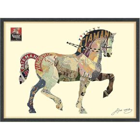 Empire Art Direct "Carousel Horse" Dimensional Art Collage Hand Signed by Alex Zeng Framed Graphic Wall Art, 30" x 40"