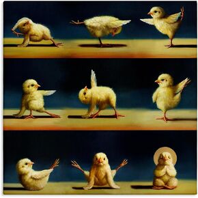 Stupell Industries Yoga Chicks Stretching Farm Animals Funny Exercise Painting, Design by Lucia Heffernan Canvas Wall Art, 24x24, Yellow