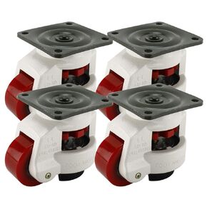 4 Pack Leveling Casters GD-80F-T Plate Mounted Leveling Caster 1102lbs/Per Leveling Caster Wheels Iron Poly Wheel and NBR Pad (Plate Mounted 1102lbs/Per Iron Poly Wheel)