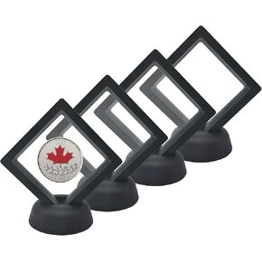 LANSCOERY 4pcs Floating Frame Display Case,Display Stands Holder Suspension Frame for Cions, Gems, Chip, Championship Ring, Challenge Coin, AA Medallion, Jewelry, Pin 4.3x4.3 inch