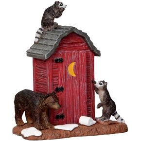 Lemax Village Collection Outhouse Marauders Raccoons and Bear #24492