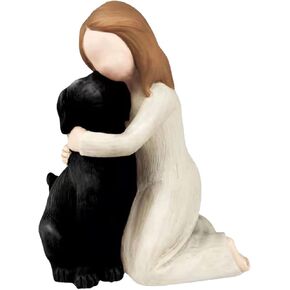 Love My Dog Statue Loss of Pet Sympathy Gift in Memory of Beloved Pet Dog Angel Friendship Memorial Gift Hand Painted Statue for Pet Lovers (Black Dog)