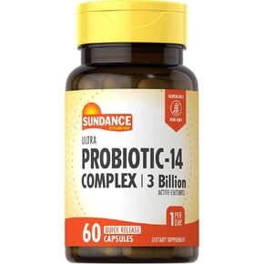 Sundance Probiotic-14 Complex | 3 Billion Active Cultures | 60 Capsules | Non-GMO and Gluten Free Supplement
