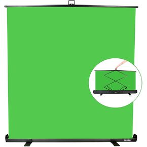 FUDESY 78.7 x 93in Extra Wide Large Collapsible Green Screen Chroma Key Panel, Portable Retractable Wrinkle Resistant Green Backdrop for Streaming, Tiktok, Auto-Locking Frame, Aluminum Hard Case