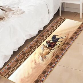 Western Runner Rug for Hallway,Boho Ethnic Style Western Horse Running,Area Rug 2x6 Laundry Room Rug Throw Carpet Non-Slip Floor Carpet for Bedroom Indoor Entrance Doormat Washable Kitchen Runner Rugs
