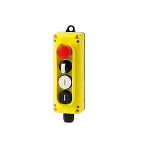 ASI TLP4.E Compact 4 Position Lift Pendant Station, UP-Down Buttons, 1 Selector Switch, 1 Emergency Stop, 1NC/3No Contacts