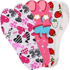 3 Pairs Shoe Insoles for Kids, Memory Sponge Shoe Inserts Trim to Fit Inserts, Replacement Multi-Colored Cushioning Insoles for Children and Toddler Spring Summer
