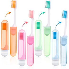 8 Pack Travel Toothbrush,Mini Travel Toothbrush,Portable Travel Size Foldable Toothbrush for Camping School,4 Color
