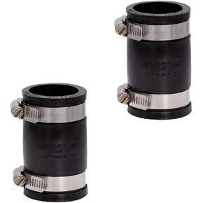 Fernco 1056-125 1-1/4-in. Flexible PVC Pipe Coupling for Cast Iron and Plastic Plumbing Connections, 2-Pack