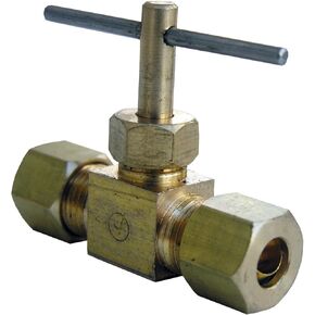LASCO 17-1511 1/4-Inch Compression by 1/4-Inch Compression Straight Brass Needle Valve