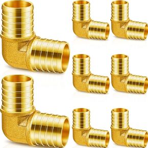 8 Pieces 1 Inch 90 Degree Elbow PEX Fittings Brass Fittings Crimp Pipe Fittings for PEX Tubing Plumbing Tool Crimp Pipe in Plumbing Jobs
