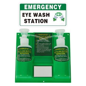 YUEWO Portable Eye Wash Station Wall Mounted Emergency Eyewash Station Eye Wash Kit,Flush Bottles Kit, No Eyewash Solution Two 16.9-oz. Bottles