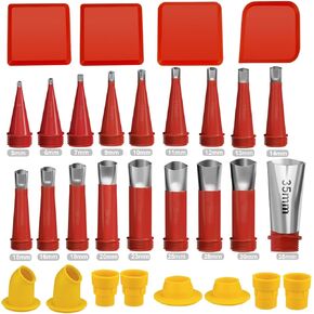 30Pcs Caulking Finisher Kit, Caulking Nozzle Tips Stainless Steel 18 Caulking Nozzle Applicators with 8 Connector Caulking Guns and 4 Grout Scraper for Bathroom Kitchen Doors Windows