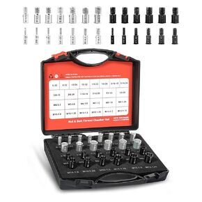 Nut and Bolt Thread Checker - SAE and Metric Assortment, 14 Inch & 12 Metric Individually Assembled Thread Gauge, with Case