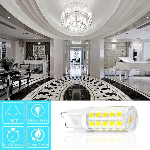 GOLSPARK G9 Led Bulbs, 4W Chandelier Light Bulbs (40W Halogen Equivalent),3000K Soft White, G9 Bi Pin Base,Non-dimmable,360 Degrees Beam Angle,400LM,Pack of 6 in Saudi Arabia